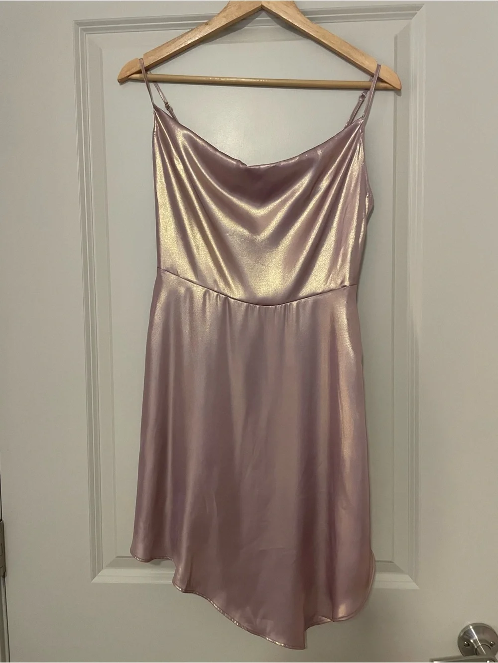 Urban Outfitters Mallory Metallic Asymmetrical Slip Dress - Picture 7 of 10